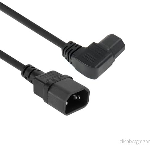 ACT C14 strömkabel hane till C15 hona (vänster vinklad), 0,6 m, elkabel, svart AK5352 8716065558234