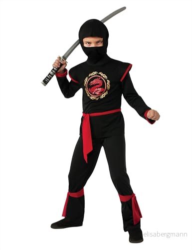 Rubies Ninja dräkt för barn, med huva, bälte och band, perfekt halloween, karneval födelsedag 883028705764