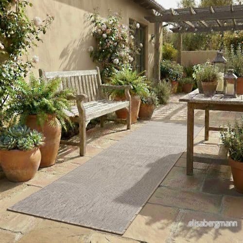 Inomhus och utomhus matta slät utan lugg beige sovrumsmatta terrassmatta lång hallmatta vardagsrumsmatta entrématta mattor 120 x 170 cm 8436592397044