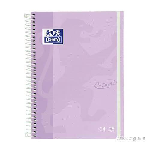 Oxford Touch, Agenda 2023 2024 Veckovisning A5 (15x21 cm), Extra lock, Spanska, Malva färg 8427291047446
