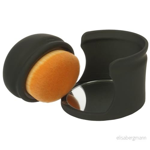 Make Up pensel vegan, professionell foundation i rund låda med spegel för gången, brush flytande makeup, fin syntetisk hår från fantasi 4014491911895