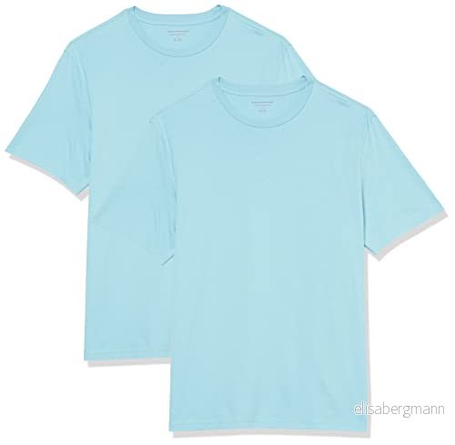 Amazon Essentials herr normal passform kortärmad rund hals t shirt, paket med 2, ljusblå, 4X Large stor lång 196433598358