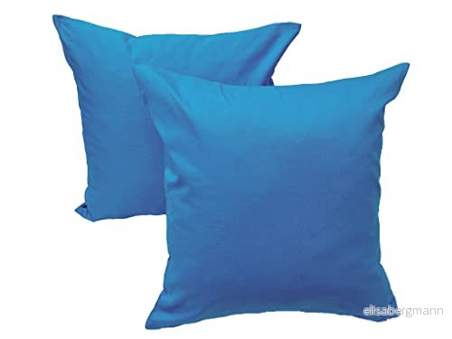 Lemos Home Örngott örngott prydnadskuddar 2 stycken av 100% bomull kollektion koncept, färg och storlek valbar (örngott set om 40 x cm, himmelsblå) 4260585476089