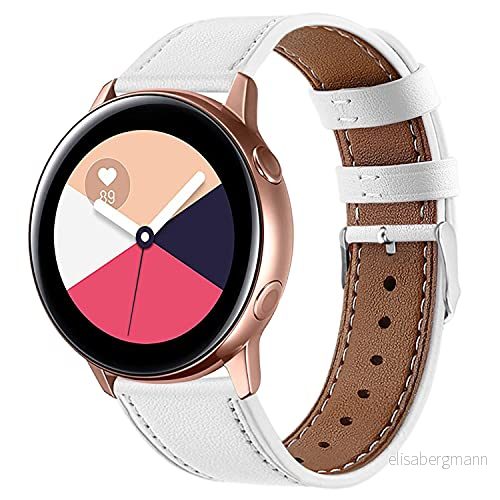 armband för Huawei Watch GT/GT2 42 mm/Galaxy Active 2/Galaxy mm läder klockarmband 20 mjukt snabbfrigörande ersättningsarmband krämig vit 665268917653