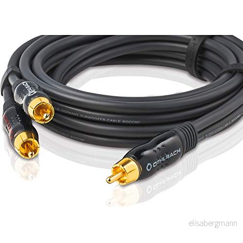 Oehlbach BOOOM 300 Subwoofer Y RCA kabel (2 x Cinch till 1 Ctum) tryckfull basrespons och effektiv avskärmning 3 m antracit 4003635237038