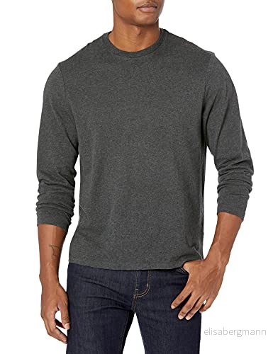 Amazon Essentials långärmad T shirt för män, normal passform, grå (Charcoal) Heather, Small 191770251294
