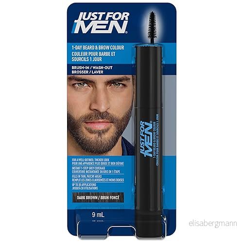 Just for Men Omedelbar retuschering av grått hår, tillfällig färg för ett mer fylligt och väldefinierat utseende, upp till 30 applikationer, mörkbrun 8413853438005