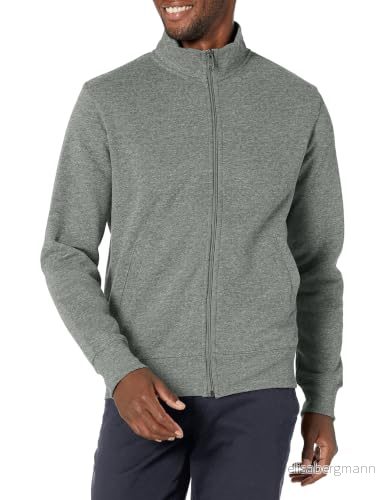 Amazon Essentials herrtröja med full dragkedja, fleece, ljusgrå ljung, medium 193548690083