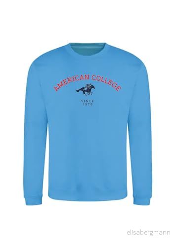 AMERICAN COLLEGE USA tröja med tryck varma kläder unisex barn pojkar och flickor casual modell ACSCRW3 indigo 14ÅR, Indigo, 14 �r 3666052670027