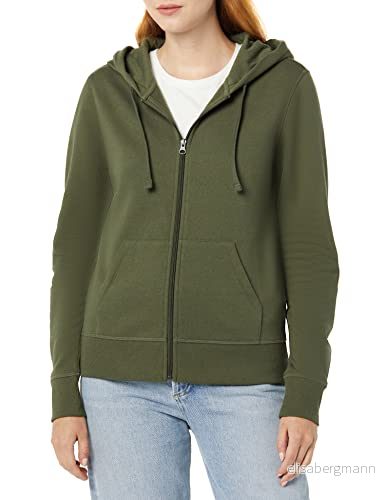 Amazon Essentials Women's Fleecehoodie i fransk frotté med full dragkedja (Finns plusstorlek), Mörk olivgrön, M 196433403102