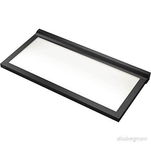 L&S LED vägghylla, plat Papershelf, 600 mm med aluminiumram, belyst mjölk 4000 K neutral vit strömbrytare 230 V, svart 8056320121330