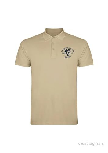 AMERICAN COLLEGE USA Pikétröjor sport andas tryckta kläder unisex barn pojkar och flickor casual modell ACPLW6 Beige 16 år gammal, färg, �r 3666052662428