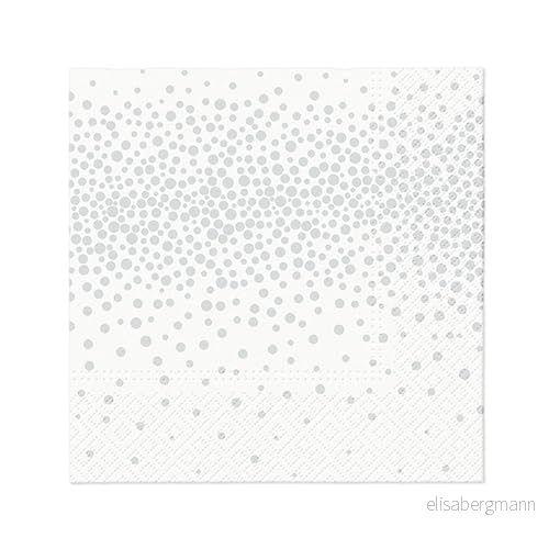 Homéa, Set med 20 papperscocktailservetter 3 lager 25 x cm silver konfetti 3574380647522