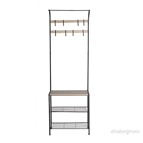 Last Deco Henche gångklädhängare Möbel klädhängare järn 3 hyllor svart och naturlig färg mått 60 x 185 28 cm 8430026082827
