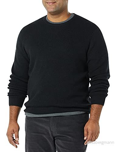 Amazon Essentials Herr långärmad mjuk beröring våffelsöm rund hals, svart, Large 195111582986