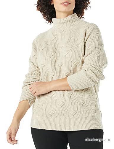 Amazon Essentials kvinnors mjuk beröring tratt hals kabeltröja, beige, liten 195111566092