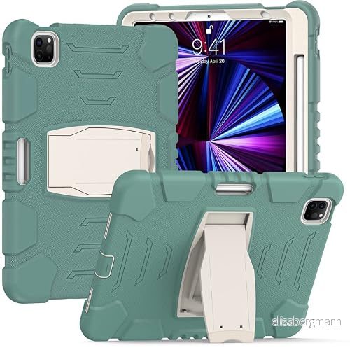 Samsung Tab grundare på 10,1 T590 T595 med stöd, hållbar, hybrid, chockerande, resistent, tre lager, silikonskydd för barnsurfplatta (Green Jade) 755985007475