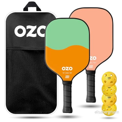 OZO Pickleball Set med 2 paddlar + 4 bollar Spark Fusion Pink Inceptra Gelato Pistachio Melon Nybörjare Paddles+ injektionsbollar x inomhus utomhus bärväska 8716060009502
