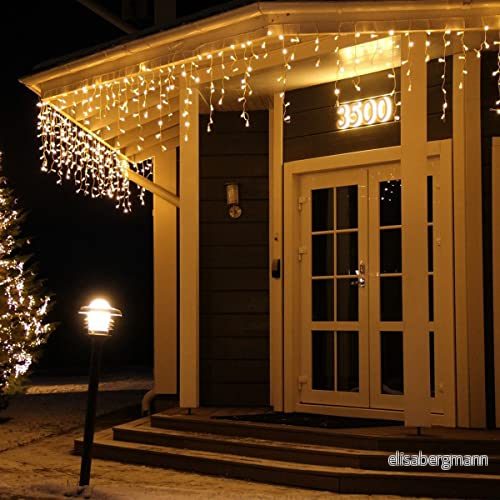 480 LED Ljusslinga, 17 m, 8 lägen, ljuskedja, utomhus, ström, julbelysning, vattentät, utomhus/inomhus, ljusslinga med minnesfunktion, för trädgård, balkong, utomhusbruk, varmvit 746559788876