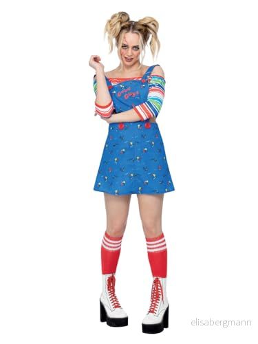 Smiffys 51613L Officiellt licensierad Chucky kostym, dam, flerfärgad, L storlek 4446, UK 1618 5059513137951
