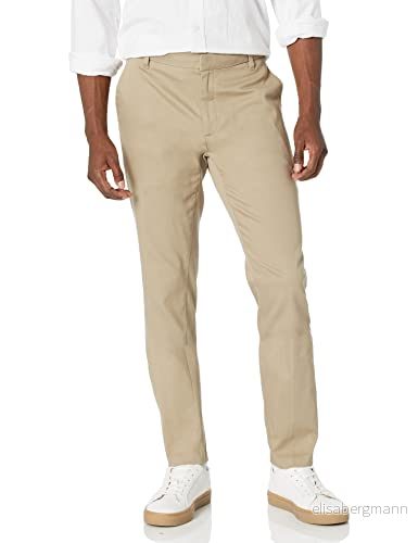 Amazon Essentials Herr Slim Fit Skrynkelbeständig platt framsida, stretch Chino byxa, solbränd, 29 B x 32 L 196433821548