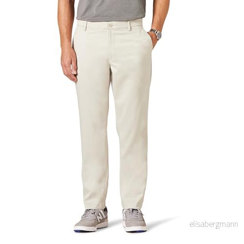 Amazon Essentials mäns atletisk passform stretchgolfbyxor (finns i stora och långa), sten, 42 B x 32 L 197153022260