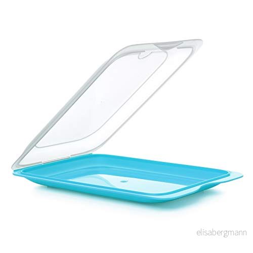 Tatay Fresh Charkuterilådor, Set Med 3, Standard, Förvaringslåda För Skinka Kylskåp, Frys , 17 X 3.2 25.2 Cm, Blå 8411801243084