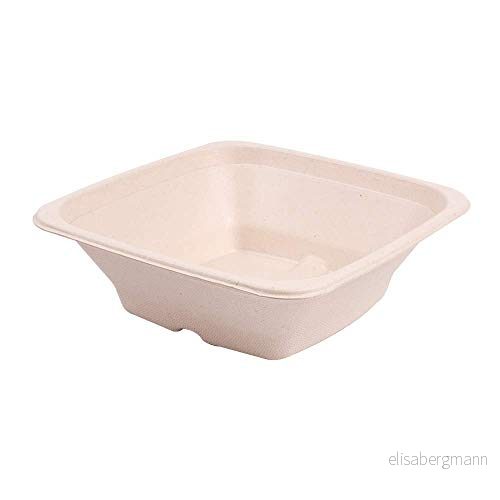 50 st Kvadratiska skålar 'Bionisk' 700 Ml 18X18X6 Cm Naturlig Bagasse 8420499226934