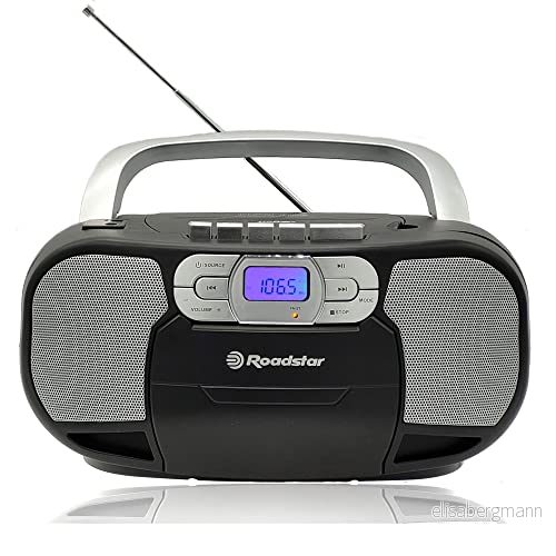Roadstar RCR 4635UMP/BK Radio CD Bärbar Kassett, Digital PLL FM, Boombox MP3 spelare, USB, AUX IN, Hörlursanslutning, Svart 7621800033161