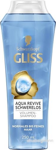 Gliss Shampoo Aqua Revive tyngdlös (250 ml), hårschampo med pantenol och alger, reparationsschampo för normalt till fint hår 4015100837704