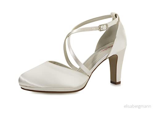 Rainbow Club Brudskor Olaila kvinnor, två Peace Pumps, elfenben/kräm, satin, enkel, bekväm vadderad, rem 5055186688943