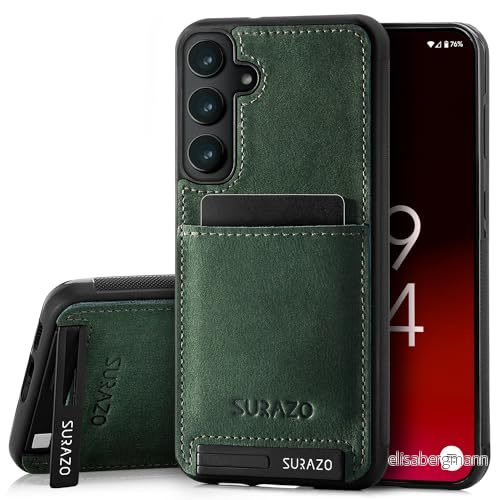 Surazo Skyddsfodral för Samsung Galaxy A15 Premium Läder, Korthållare Två Kort, Inbyggt Ställ Slagtåligt, Elegant Design 5904223612185