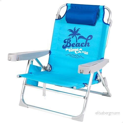 AKTIVE Hopfällbar strandstol, ALU+600D PVC, blå, 53 x 58 80 cm 8412842622869