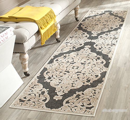 Safavieh Modern matta, PAR348, vävd viskos, löpare, guld brun/mörkgrå, 62 x 240 cm 683726826958