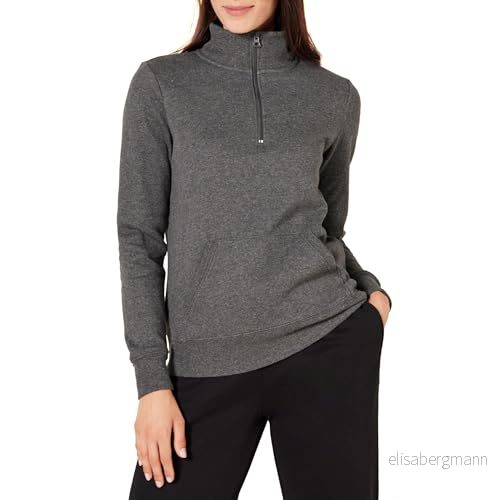 Amazon Essentials långärmad fleecetröja för kvinnor med kvarts dragkedja (finns i plusstorlek), kolljung, X Large 194223385348