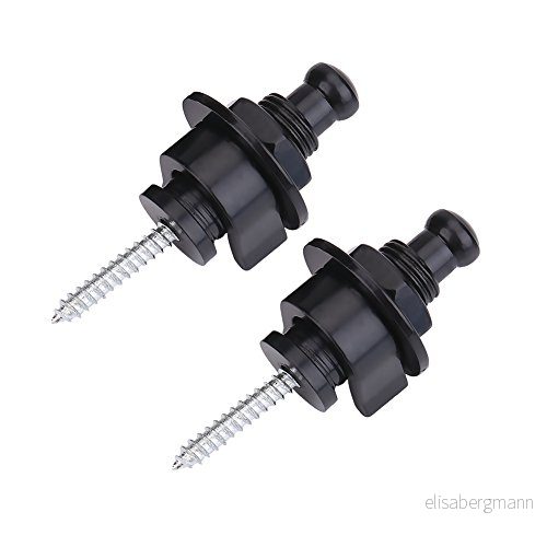 2 st halkfri gitarr rem lås straplocks säkerhetsknappar låser reservdel för elgitarr (svart), Svart 784911097488