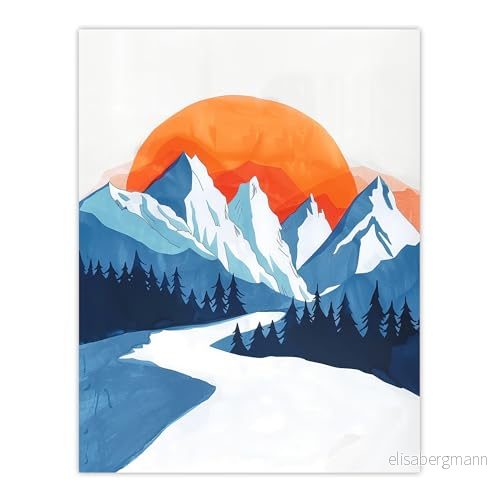 Artery8 Winter Sunrise South American Andes Mountain Painting Living Room Large Wall Art Poster Print Thick Paper 18X24 Inch 5063315927337