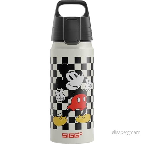 SIGG aluminumvattenflaska barn WMB ONE Musse Retro lämplig för kolsyrade drycker läckagesäker fjäderlätt BPA fri klimatneutralt certifierad ecru 0,6 l 7630135606025