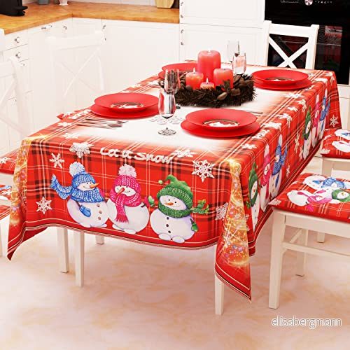 PETTI Artigiani Italienska Duk, Bordsduk för julpynt Bordsduk, Bordsöverdrag Kök jul Ritning Gubbe X24 sits (140x450 cm) 100% Made in Italy 5056411151195