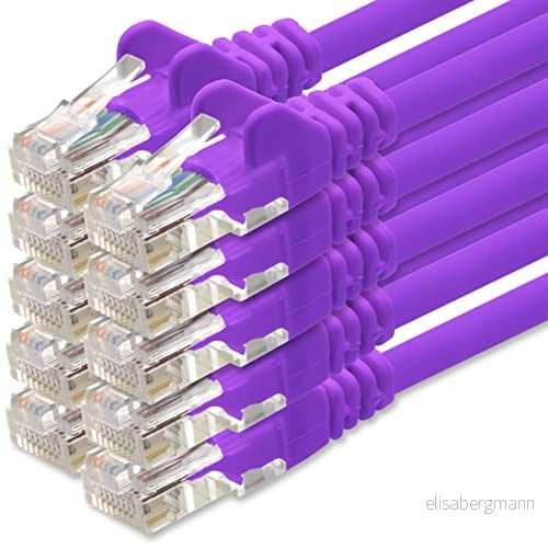 1aTTack.de nätverkskabel Cat.6 - violett 10x 2m (set) CAT6 Ethernet-kabel Lankabel 1000 Mbits (PoE) patchkabel 4251073654027