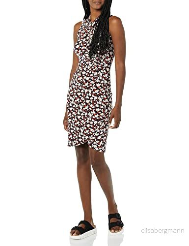 Amazon Essentials ärmlös crossover tvinnad hals falsk omlottklänning, flerfärgad blommig, Large 196433526863