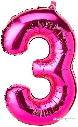 Unique Party 5600 86 cm gigantisk rosa folie nummer 3 ballong 11179557332