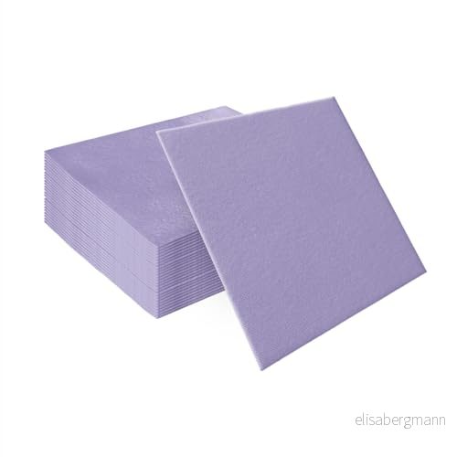 PAW Airlaid servetter (40 x 40 cm) I 50 stycken perfekt för bröllop, dop, nattvard, födelsedag, bordsdekoration, tygservetter, dammliknande enfärgad violett 5906360955675