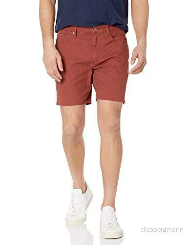 Amazon Essentials Men's Stretchiga shorts 18 cm (7 tum) smal passform innersöm med 5 fickor, Kastanjebrun, 34 195111300573
