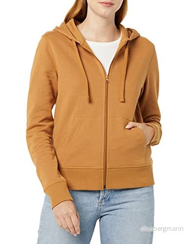 Amazon Essentials Women's Fleecehoodie i fransk frotté med full dragkedja (Finns plusstorlek), Mörkt kamelbrun, XL 196433403423