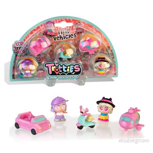 Trotties Tiny Pack 5 med fordon, mikro samlarfigurer exklusiva figurer för barn och +3 år berömda (TFT26000) 8056379162872