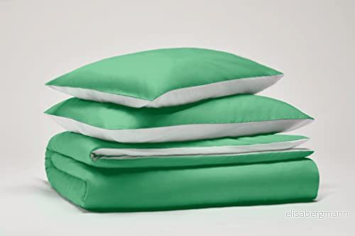 Pantone™ Parure Påslakan 155 x 200 cm, 100% Percalle Bomull trådar 1 kvadratmeter, Dubbelansikte, Ljusgrön/Vit 8059484000060