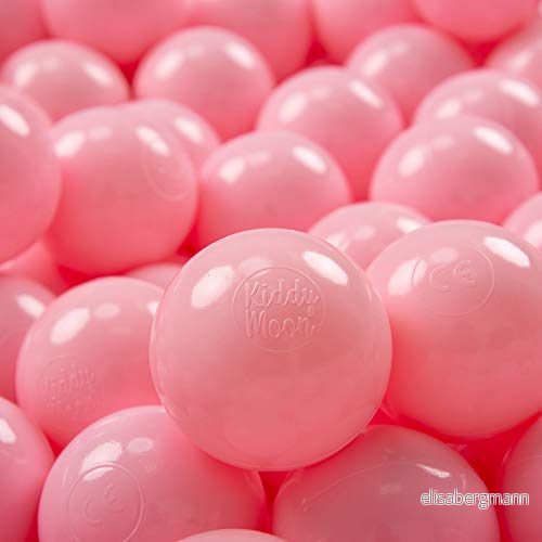 KiddyMoon 300 Ø 7 cm barnbollar lekbollar för bollbad baby enfärgade plastbollar tillverkade i EU, puderrosa 5902687413430