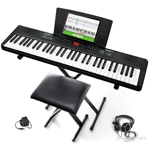 Alesis Melody 61 tangenters Piano för Nybörjare med Högtalare, Ställ surfplatta och noter, 300 Ljud Musiklektioner 694318026472