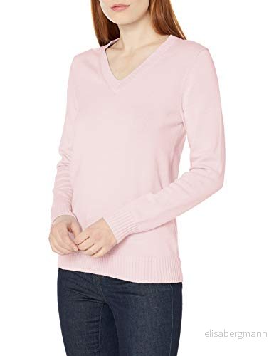 Amazon Essentials Women's Långärmad V ringad tröja i 100% bomull, Ljusrosa, S 194223406135
